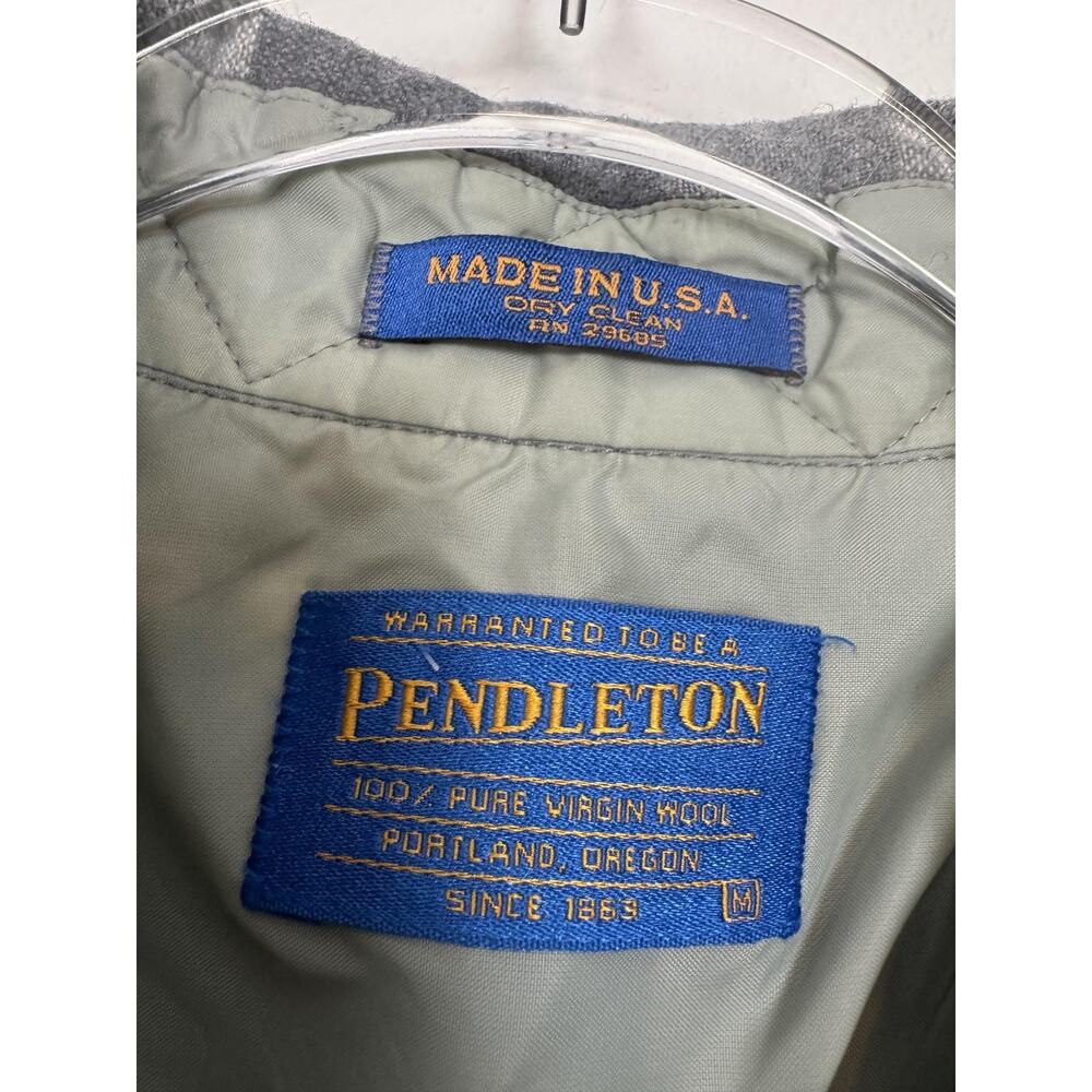 Pendleton Shirt Mens Medium Gray Plaid Wool Flannel Long Sleeve Lined Made USA - Picture 3 of 9